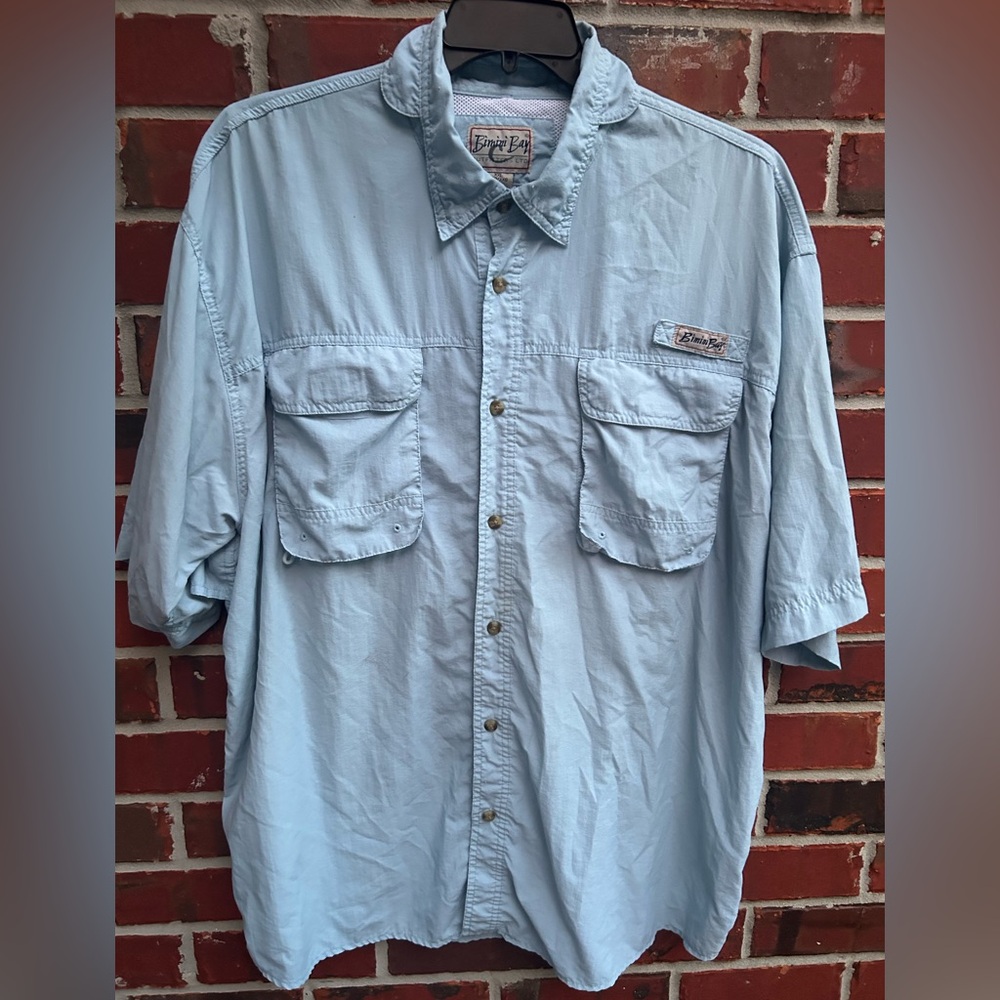 Bimini Bay Light Blue Short Sleeve Button Up Vented XXL Fishing Shirt